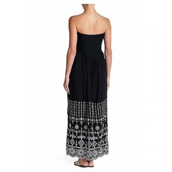 Parker June Embroidered Maxi Dress Black White Added Straps Medium - Picture 3 of 11